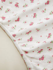 Cotton Pointelle Ditsy Floral Ruched Bowknot Crop Bandeau Top