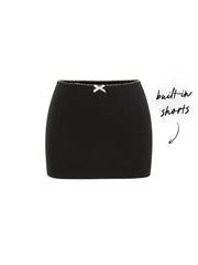 Cotton-blend Low Rise Bowknot Bodycon Mini Skirt