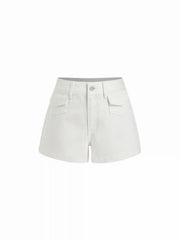 Denim Mid Rise Metal Detail Pocket Shorts