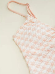 Shaping Sweetheart Gingham Knotted Front High Stretch One-piece Swimsuit