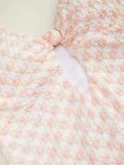 Shaping Sweetheart Gingham Knotted Front High Stretch One-piece Swimsuit