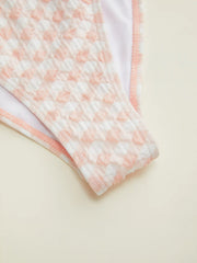 Shaping Sweetheart Gingham Knotted Front High Stretch One-piece Swimsuit