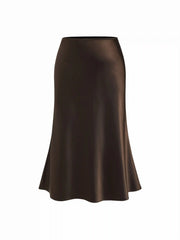 Stand Collar Cinched Waist Top With Belt & Zipper Mermaid Maxi Skirt Set Curve & Plus