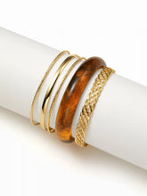 5PCS MARBLE PATTERN & TEXTURED BRACELET SET
