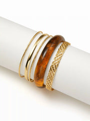 5PCS MARBLE PATTERN & TEXTURED BRACELET SET