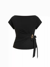 Twist Knot Short Sleeve Metal Detail Tee Curve & Plus