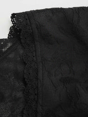 Chiffon V-Neck Ruffle Sleeve Lace Panel Top Curve & Plus
