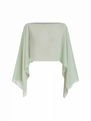 Satin Off-shoulder Cloak Sleeve Wrap Mermaid Maxi Dress
