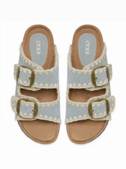 FAUX SUEDE DOUBLE BAND BUCKLE SLIPPERS