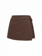 Linen-blend Wrap Front A-line Split Mini Skort Curve & Plus