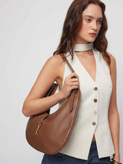 FAUX LEATHER BUCKLE SHOULDER BAG
