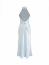 Satin Halter Neckline Backless Mermaid Maxi Mermaid Dress