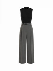 High Neck Sleeveless Jumpsuit with Belt