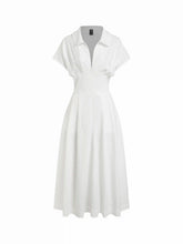 Short Sleeve Draped Pocket Flared Maxi Dress