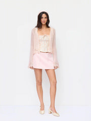 Knit Textured V-neck Bell Sleeve Cardigan