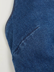 Stretch Denim Halter Neckline Washed A-line Maxi Dress