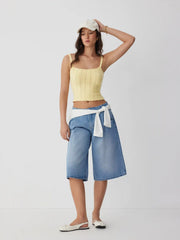Knit Pointelle Square Neckline Cami Top