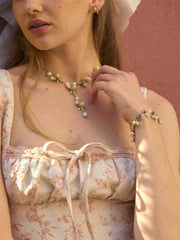 Flower & Faux Pearl Decor Necklace
