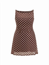 Mesh Polka Dot Boat Neck Ruched Mini Dress Curve & Plus