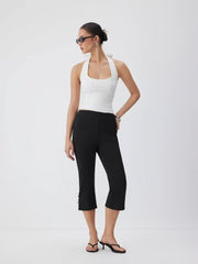 High Rise Bowknot Flared Capri Flared Trousers