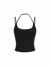 Cotton-blend Halter Neck Double Strap Cami Top