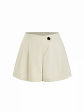 Mid Rise Asymmetrical Metal Detail Pleated Shorts Curve & Plus