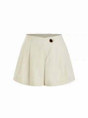 Mid Rise Asymmetrical Metal Detail Pleated Shorts Curve & Plus