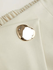 Mid Rise Asymmetrical Metal Detail Pleated Shorts Curve & Plus