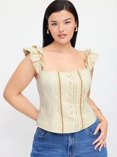 Cotton-blend Textured Halter Neck Ruffled Shirred Blouse Curve & Plus
