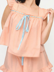 100% Cotton Top & Mid Rise Shorts Loungewear Set Curve & Plus