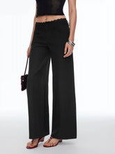 Lace Trimmed Low Rise Wide Leg Trousers