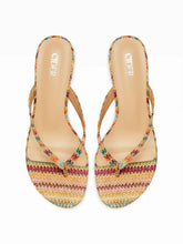 WOVEN FLIP-FLOP KITTEN HEELED SANDALS