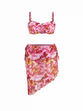 Sweetheart Floral Tie Side Bikini Set with Cover Up Skirt Curve & Plus