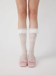LACE TRIM OVER THE CALF SOCKS