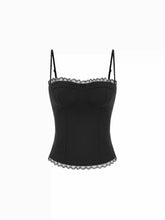 Sweetheart Neck Lace Trim Slim Corset Cami Top