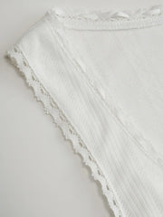 Pointelle Textured Scoop Neck Lace Trim Bowknot Tank Top