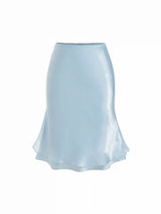 Satin Low Rise Mermaid Midi Skirt