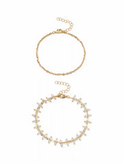 RHINESTONE LAYERED ANKLE CHAIN