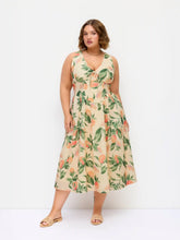 Fruit Graphic V-neck High Rise Draped Flared Maxi Dress Curve & Plus
