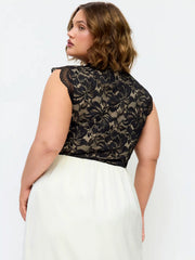 Lace Floral High Neck Sleeveless Bodysuit Curve & Plus
