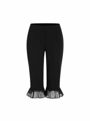 Low Rise Ruffle Hem Capri Pants