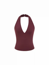 High Stretch Halter Neckline Backless Slim Tank Top