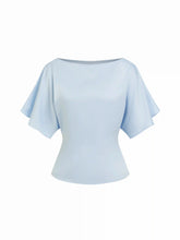 Boat Neck Batwing Sleeve Tie Back Top