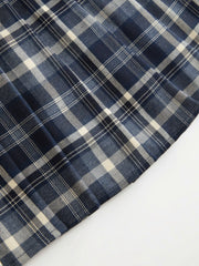 Plaid Low Rise Pleated Mini Skirt with Buttons