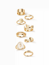 8PCS RHINESTONE & FLORAL RING SET