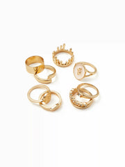 8PCS RHINESTONE & FLORAL RING SET