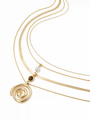 SPIRAL & GEMSTONE LAYERED NECKLACE