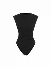 Ruched Round Neck Sleeveless Bodysuit