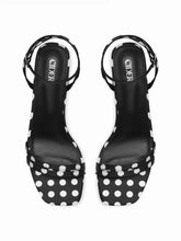 POLKA DOT CHUNKY HEELED SANDALS