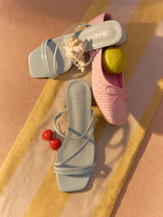 STRAP SQUARE TOE CHUNKY HEEL SANDALS